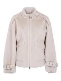 DRHOPE buckle-details faux-fur jacket - Neutrals