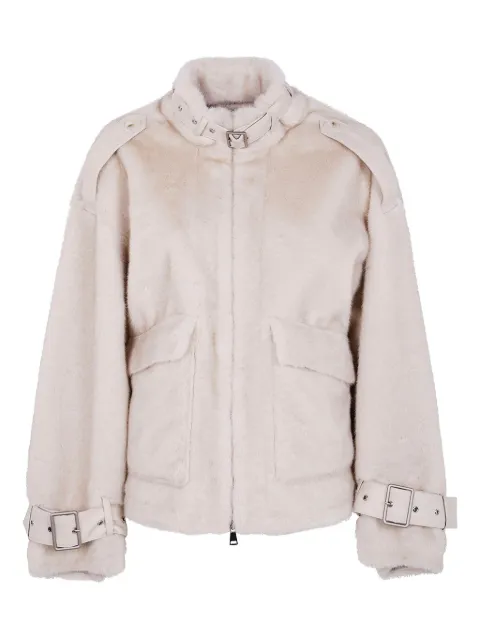 DRHOPE buckle-details faux-fur jacket