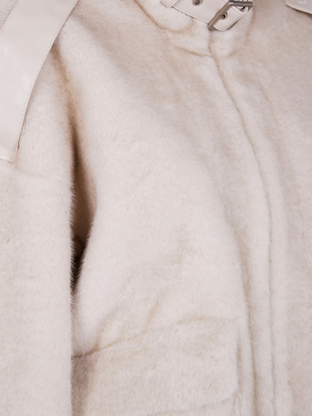 Drhope Buckle-details Faux-fur Jacket In Neutral