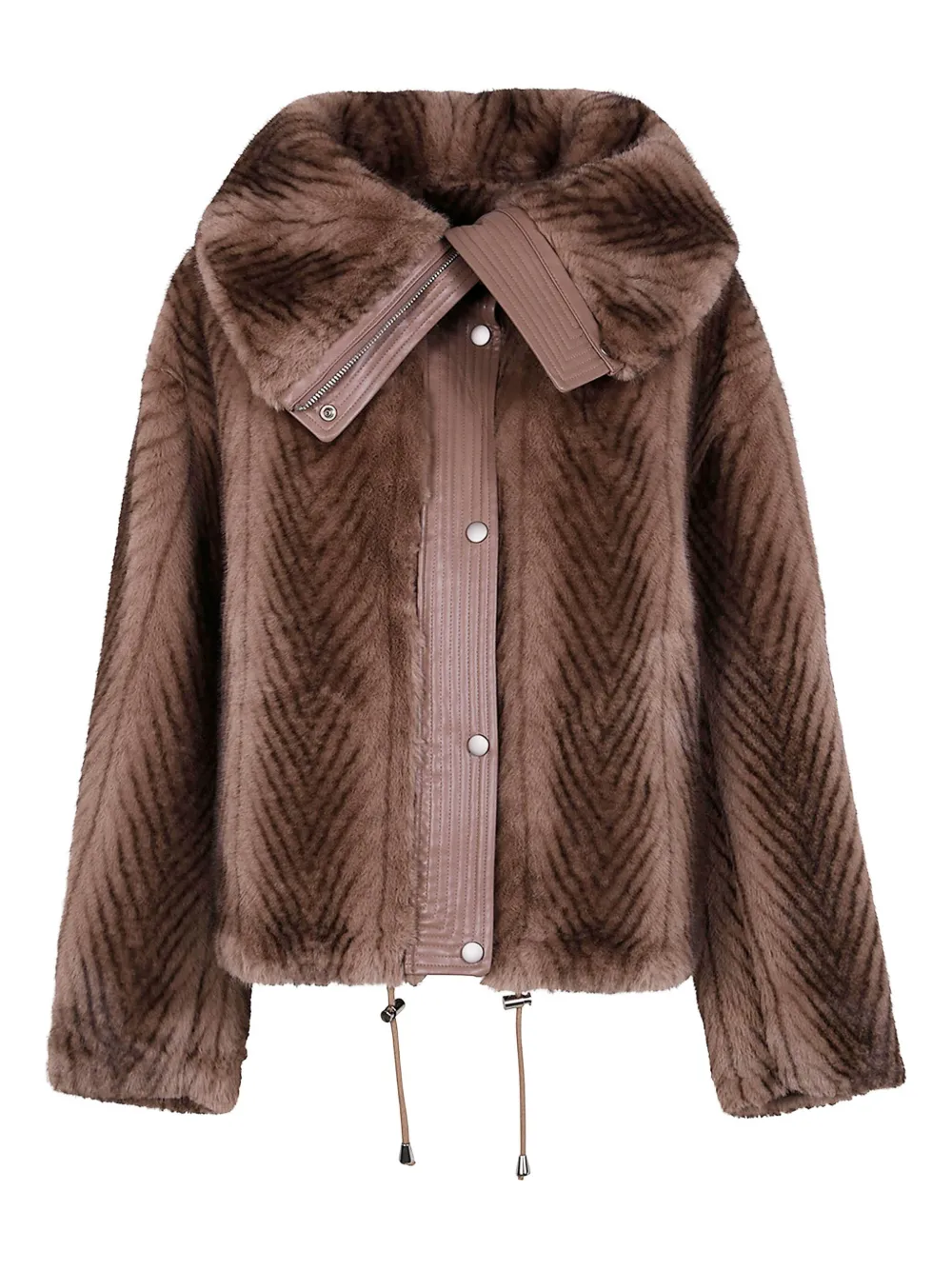 DRHOPE herringbone-pattern faux-fur jacket | Brown | Image 1