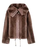DRHOPE herringbone-pattern faux-fur jacket - Brown