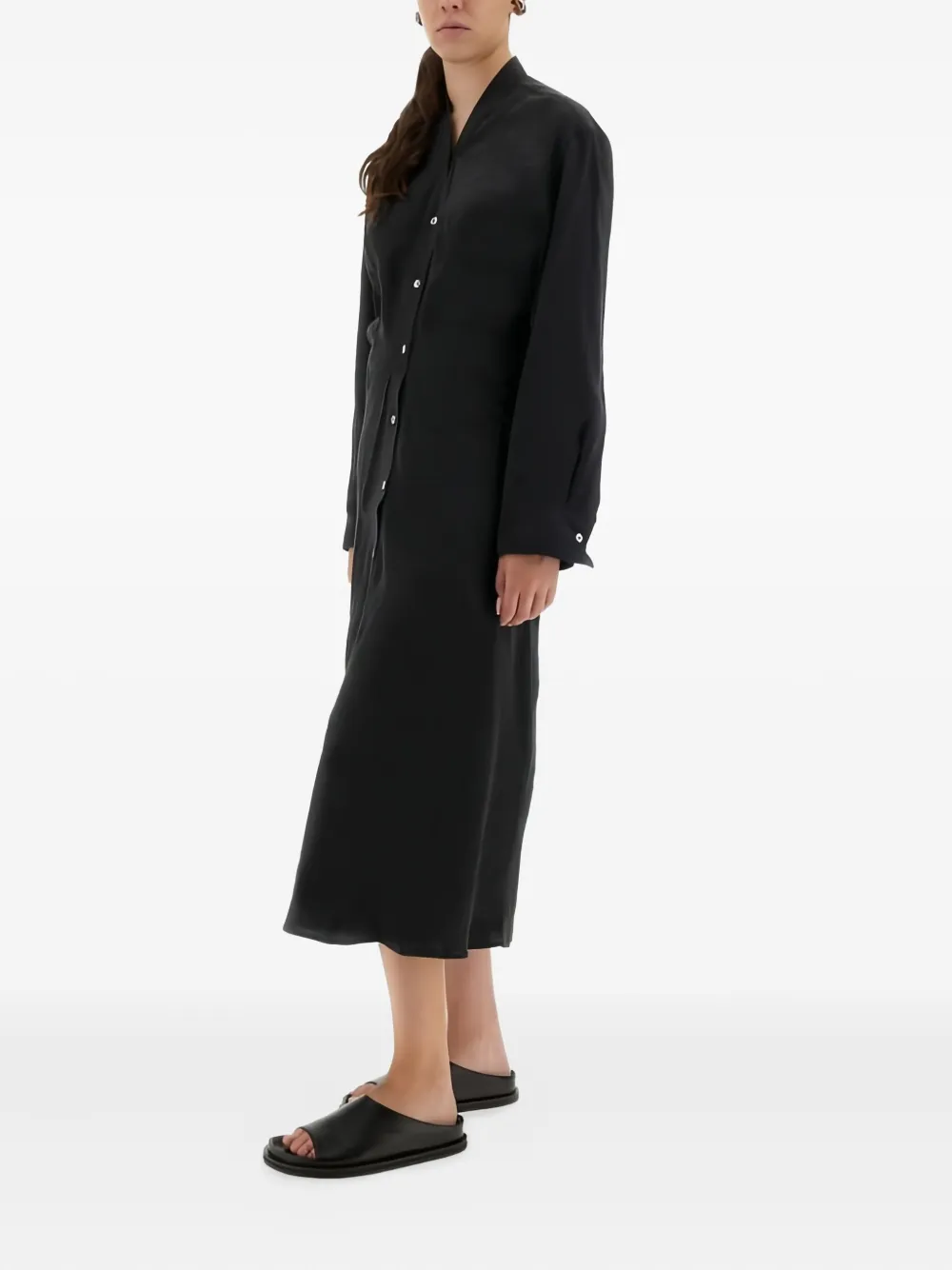 Studio Nicholson buttoned midi shirt dress - Blauw