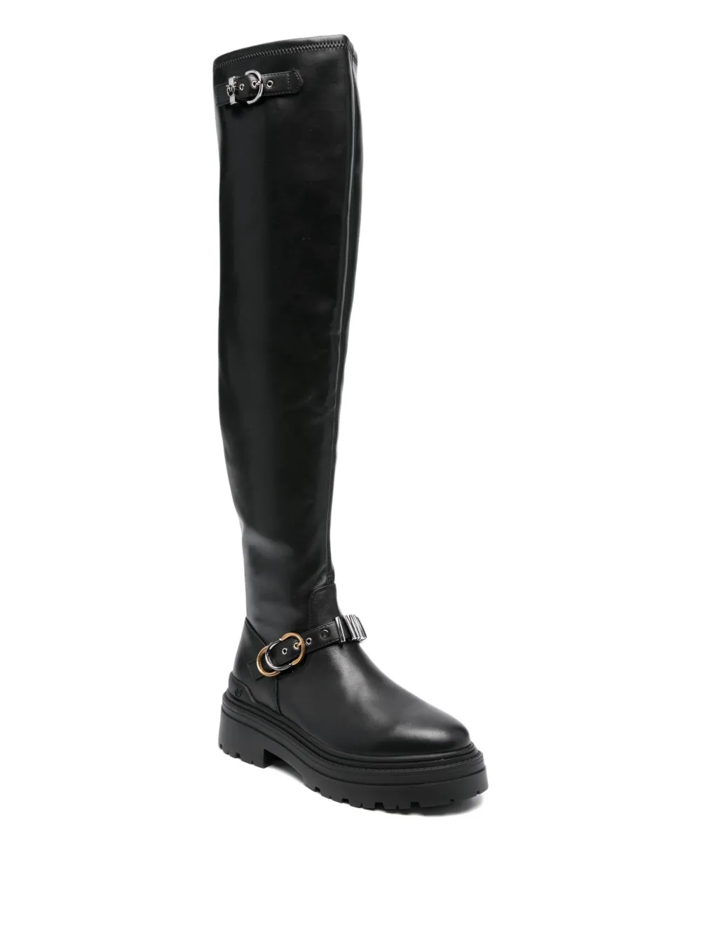 PINKO buckle-detail platform boots Black