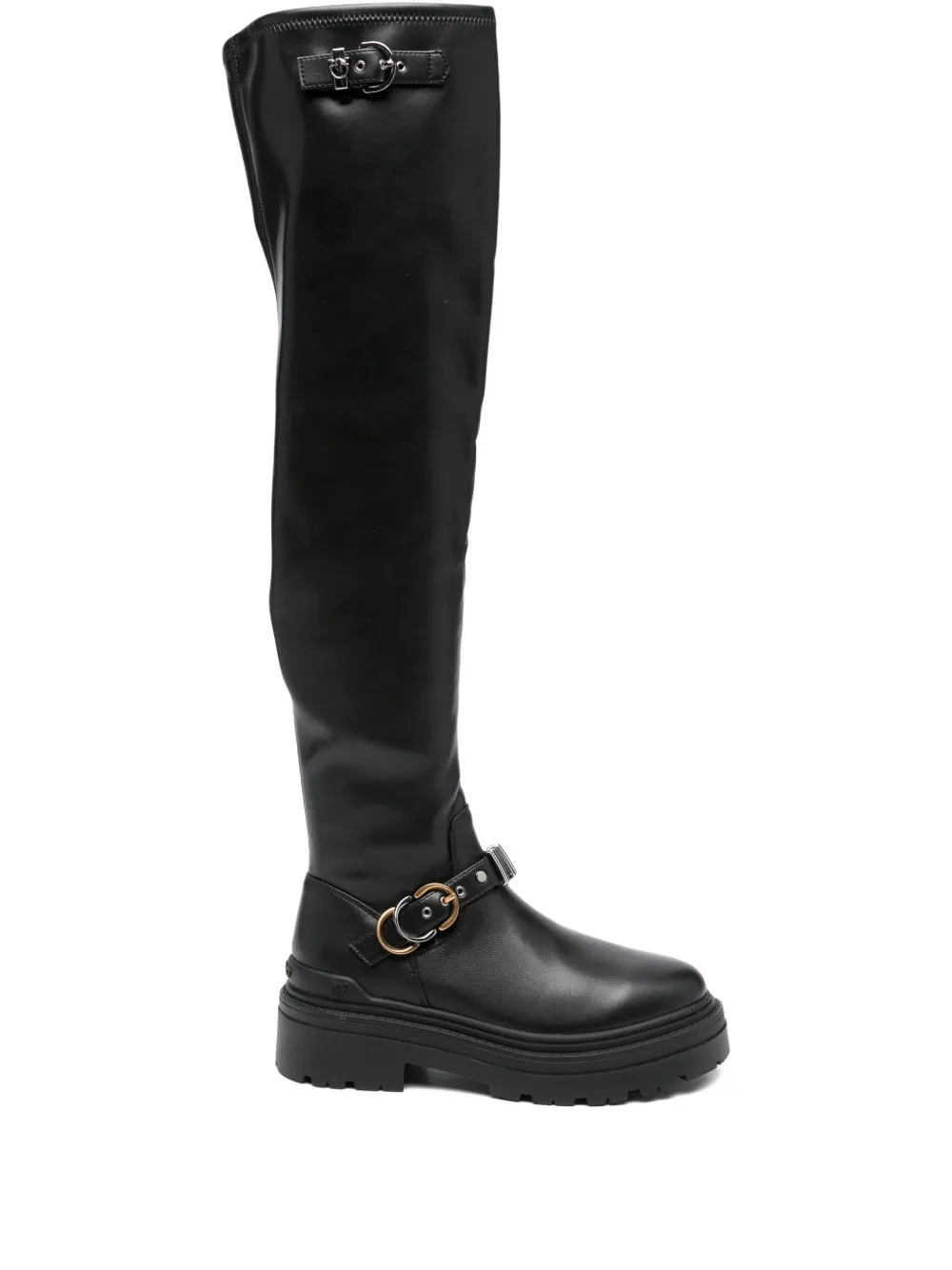 PINKO buckle-detail platform boots Black