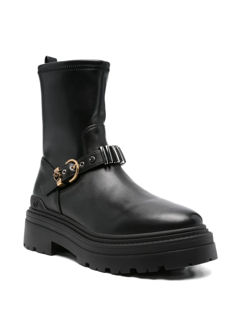 PINKO buckle-embellished platform boots Black