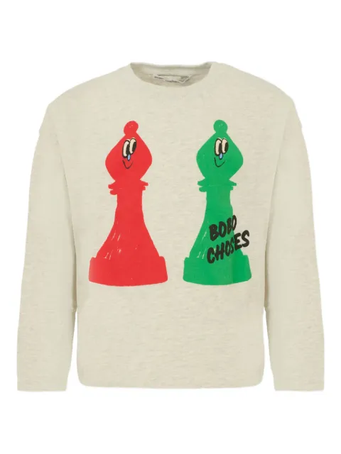 Bobo Choses chess-pieces print long-sleeved sweatshirt