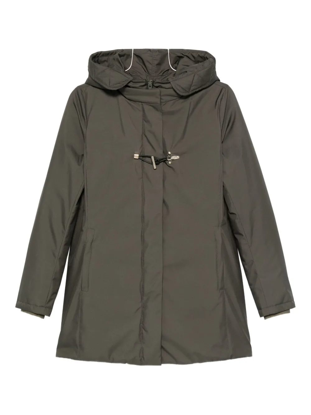 Fay Hooded Coat With Side Pockets And Long Sleeves In Green