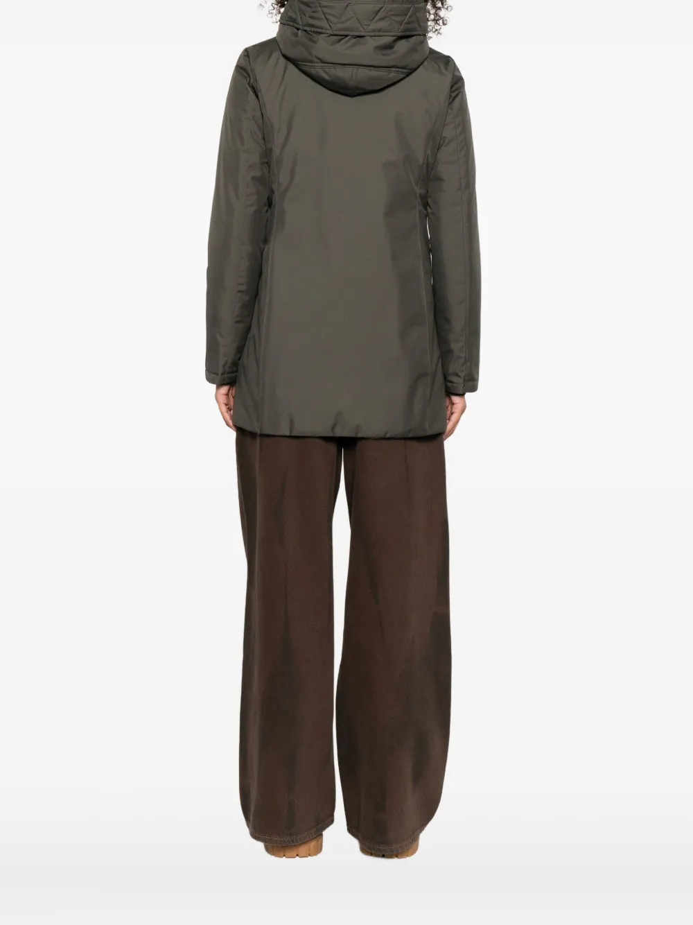 Fay Hooded Coat With Side Pockets And Long Sleeves In Green
