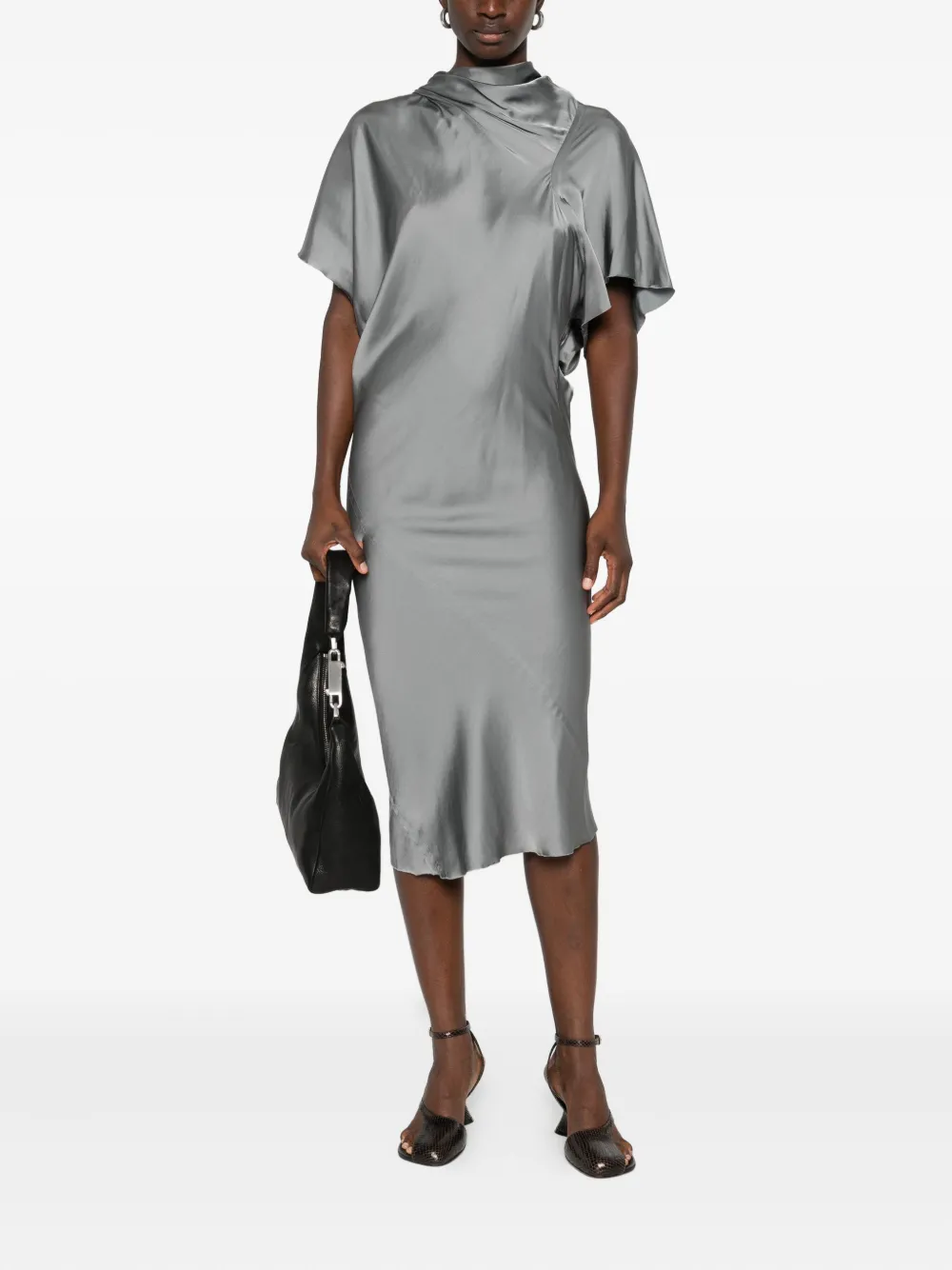 Rick Owens draped cowl-neck dress - Grijs
