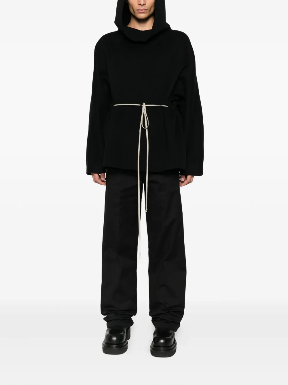 Rick Owens Trui met trechterhals en trekkoord Zwart
