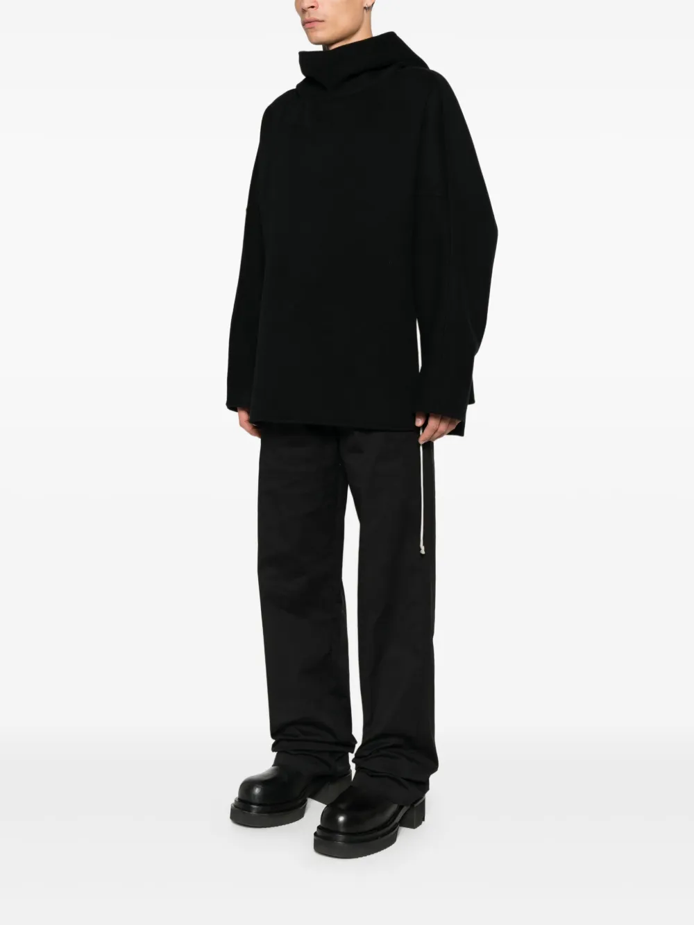 Rick Owens Trui met trechterhals en trekkoord Zwart