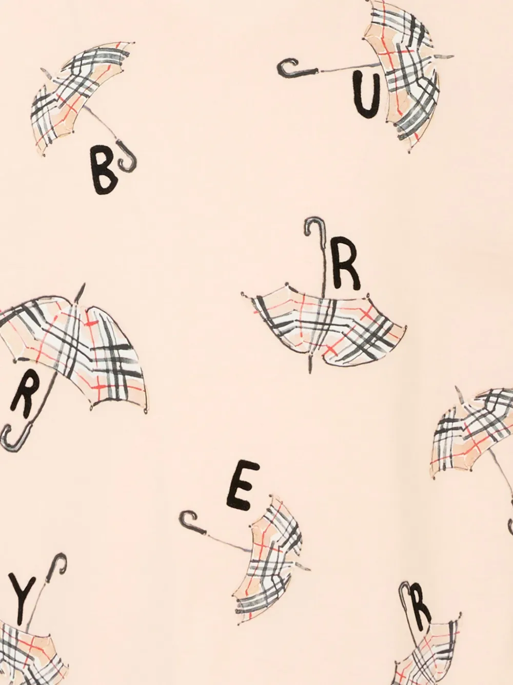 Burberry Kids Katoenen T-shirt met parapluprint Beige