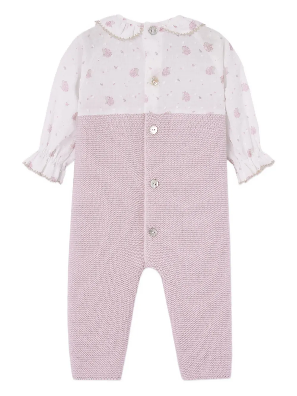 Paz Rodriguez Babies' Knitted Floral-print Romper In Multi