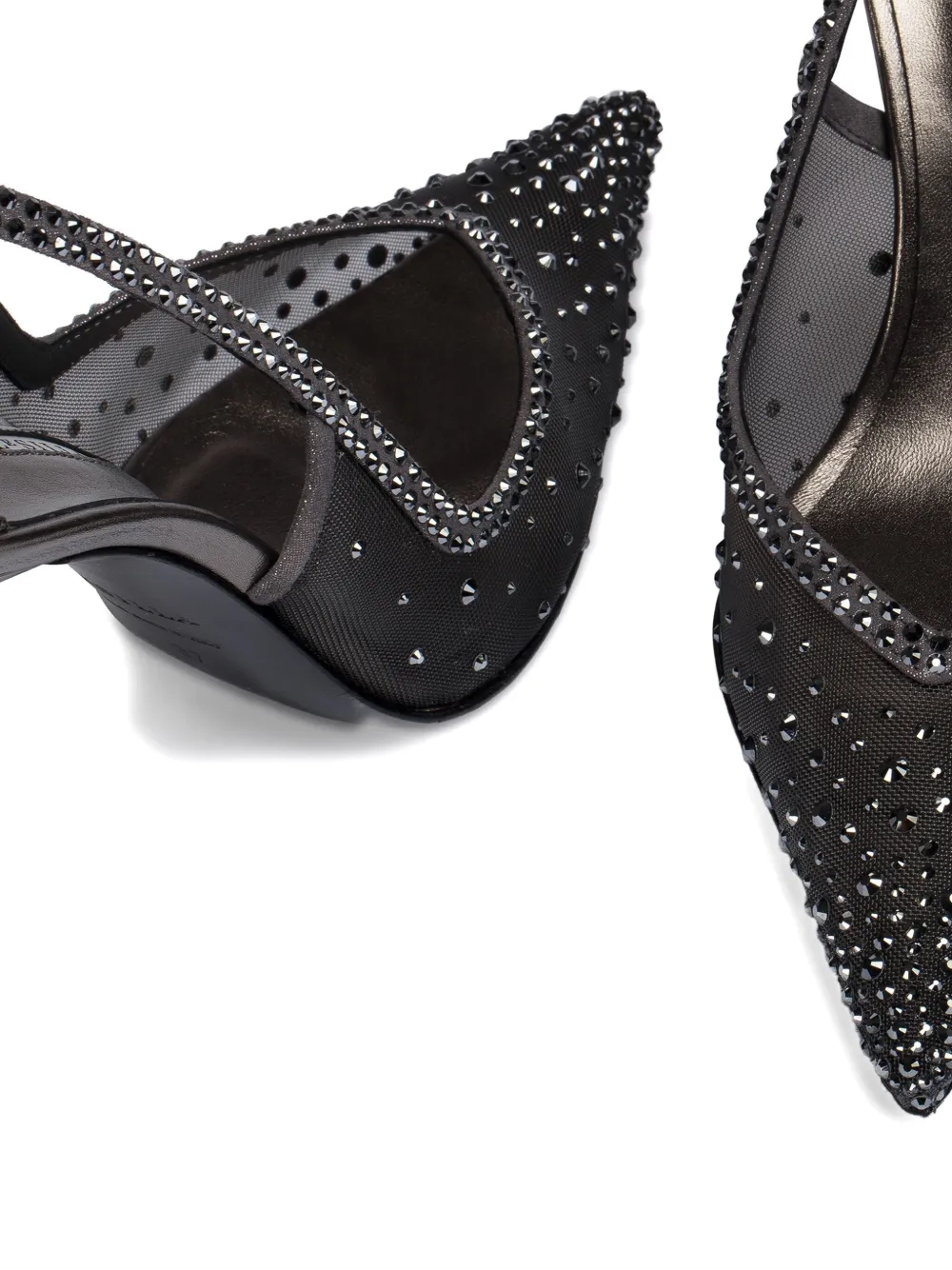 Le Silla 100mm Nicole crystal-embellished slingback pumps Grey