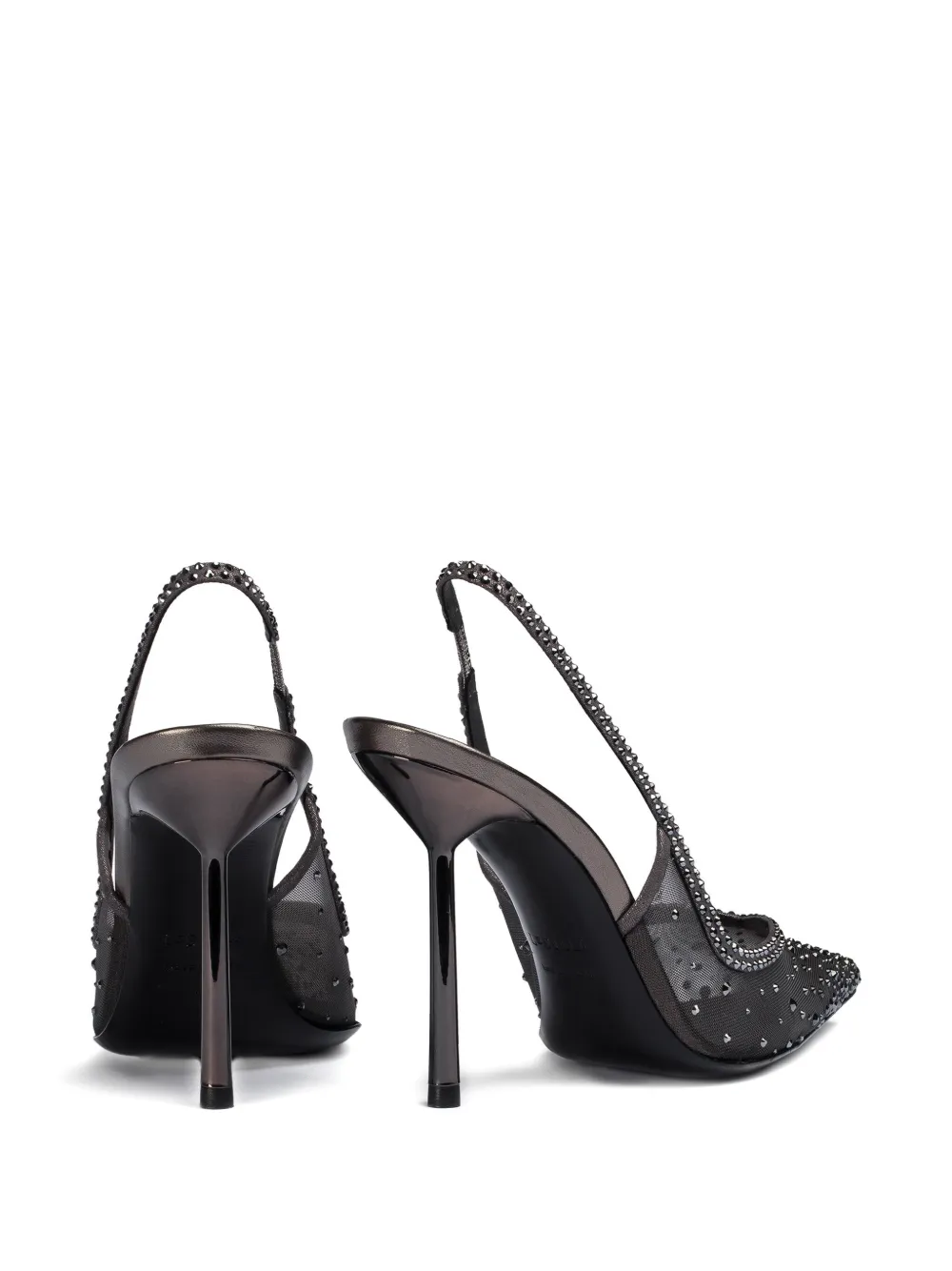 Le Silla 100mm Nicole crystal-embellished slingback pumps Grey