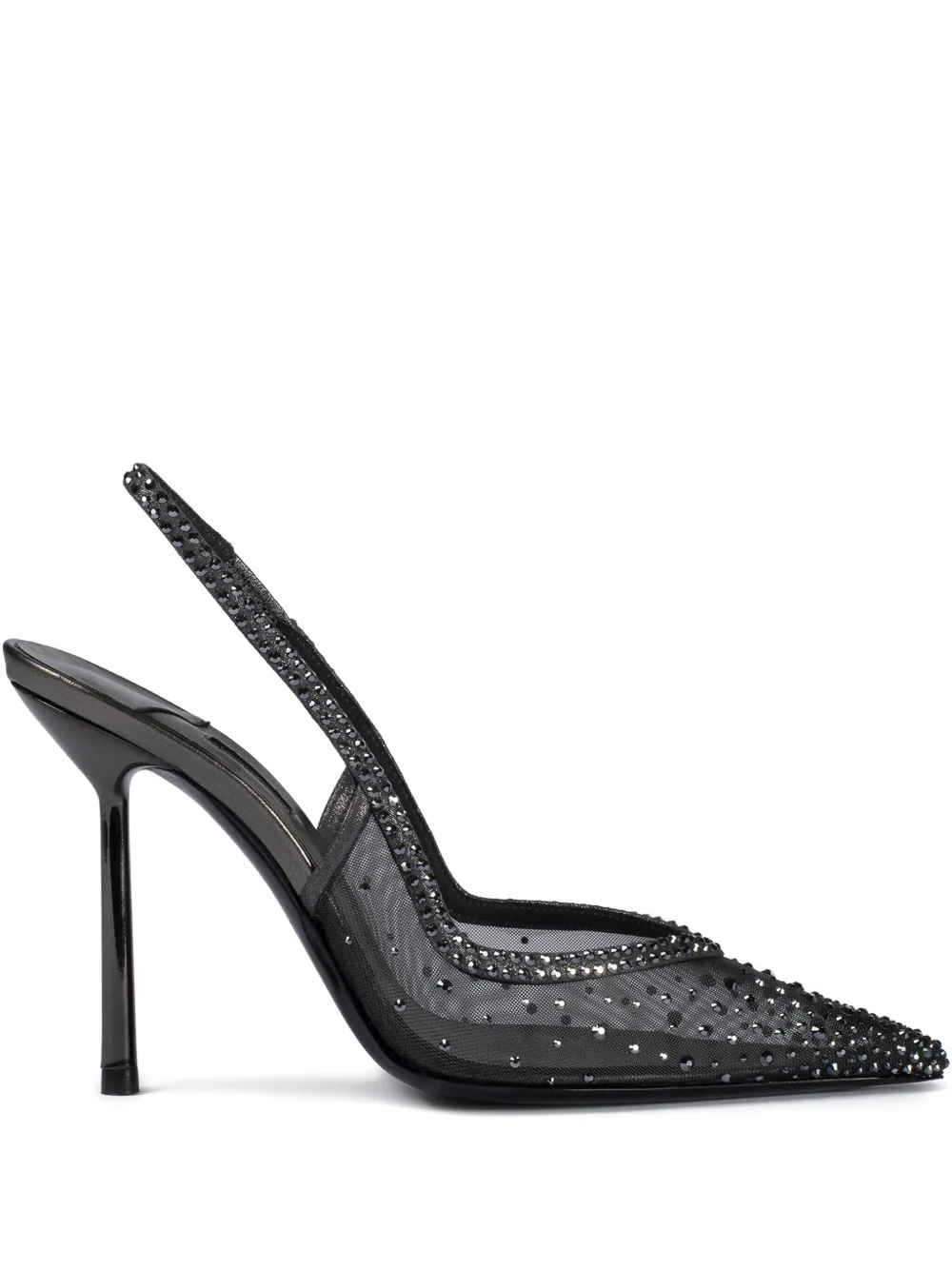 Le Silla 100mm Nicole crystal-embellished slingback pumps Grey