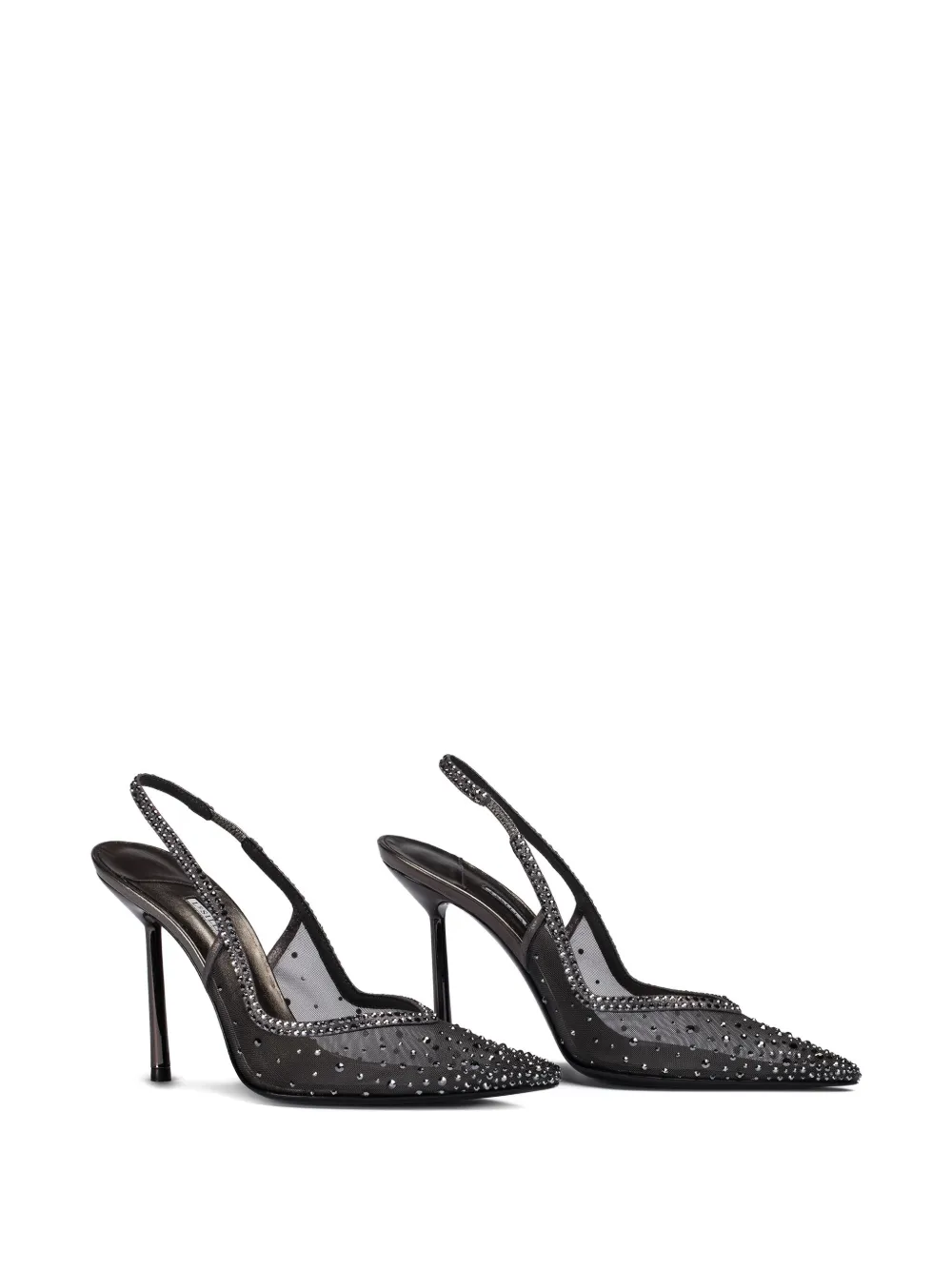 Le Silla 100mm Nicole crystal-embellished slingback pumps Grey