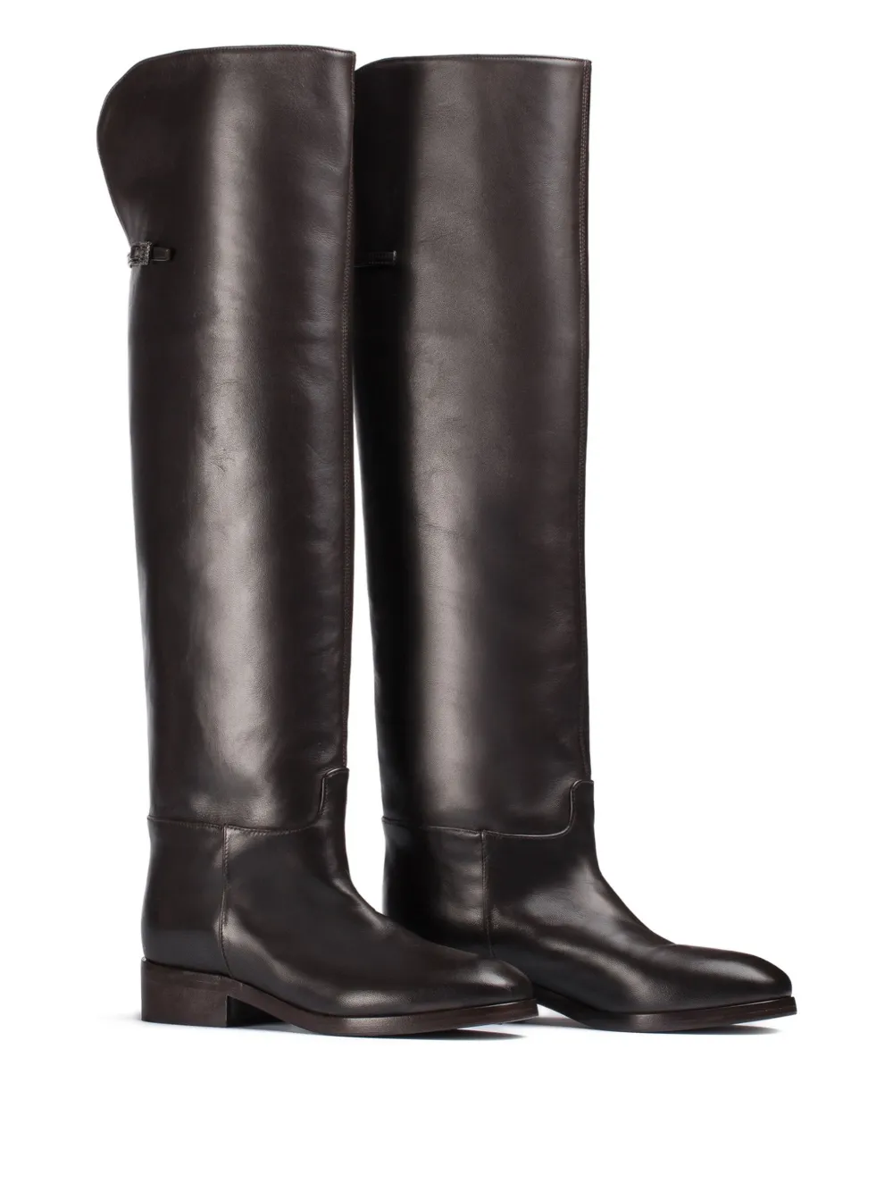 Le Silla Fold-over Leather Boots In Brown