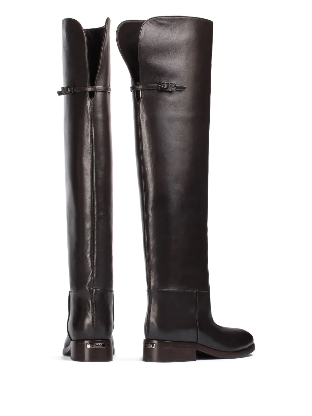 Le Silla Fold-over Leather Boots In Brown