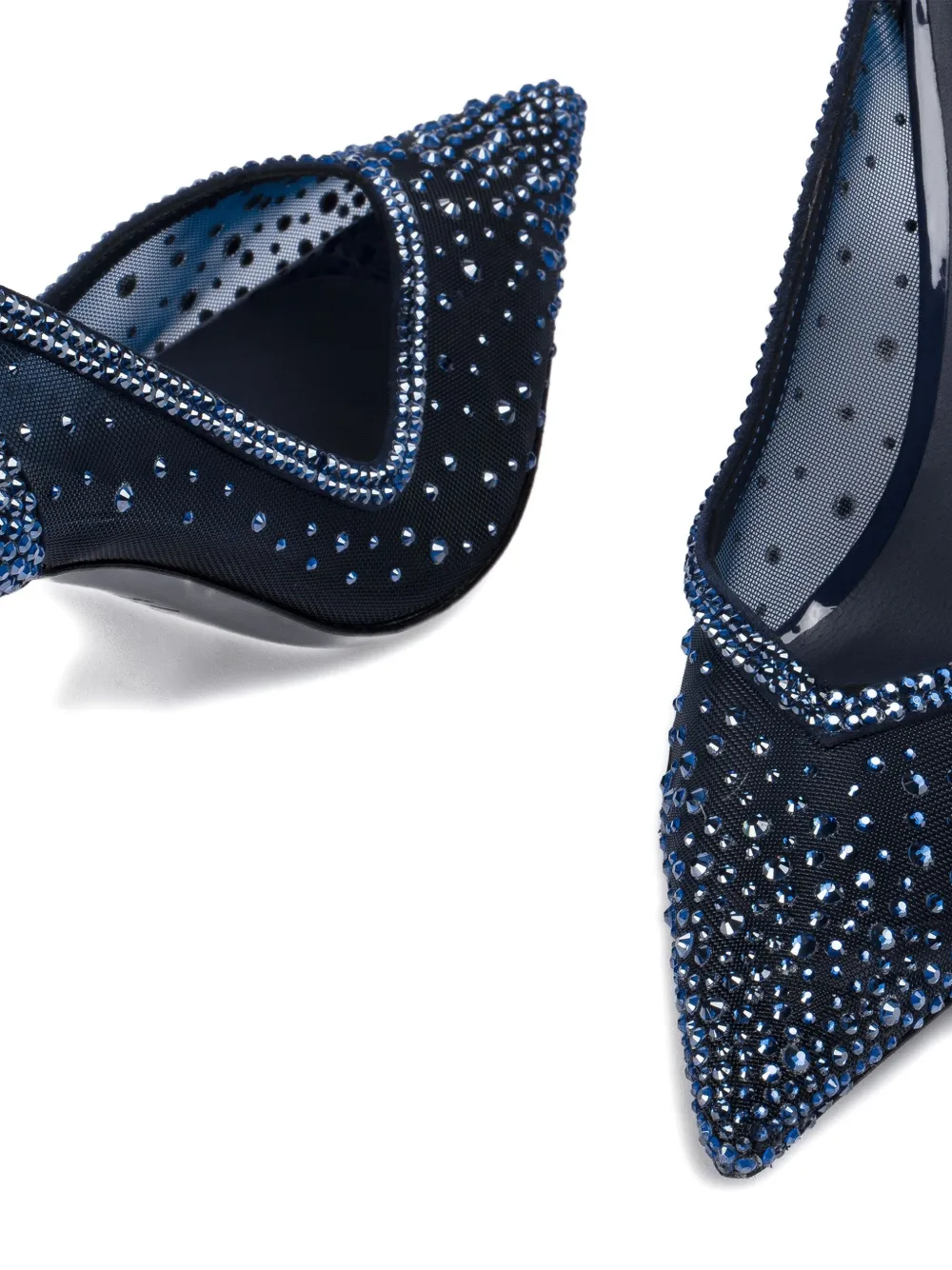 Le Silla 90mm Nicole Crystal-embellished Mesh Pumps In Blue