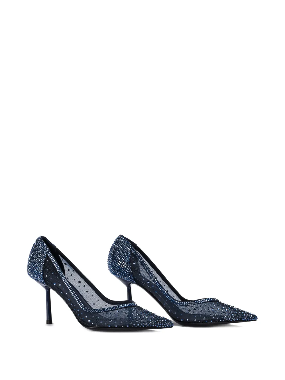Le Silla 90mm Nicole Crystal-embellished Mesh Pumps In Blue