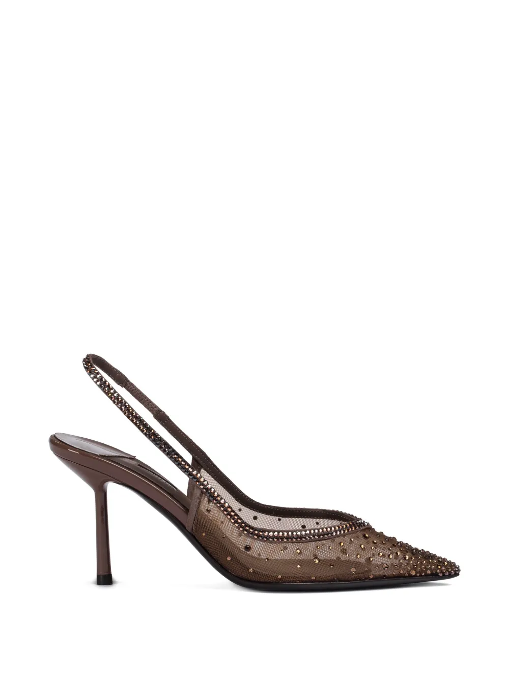 Le Silla 90mm Nicole crystal-embellished slingback pumps Brown