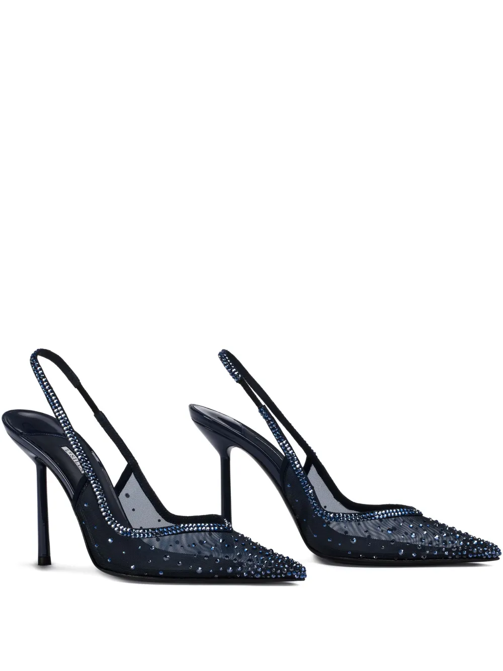 Le Silla 100mm Nicole Crystal-embellished Slingback Pumps In Blue