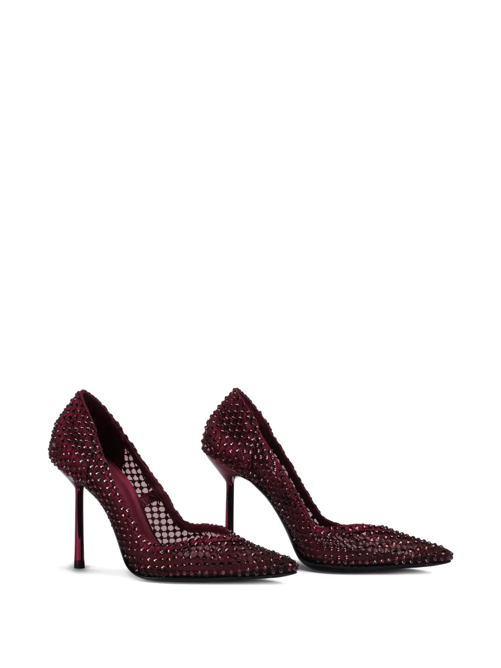 Le Silla 100mm Gilda Crystal-embellished Mesh Pumps In Red