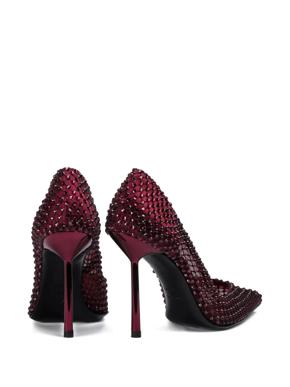 Le Silla 100mm Gilda Crystal-embellished Mesh Pumps In Red