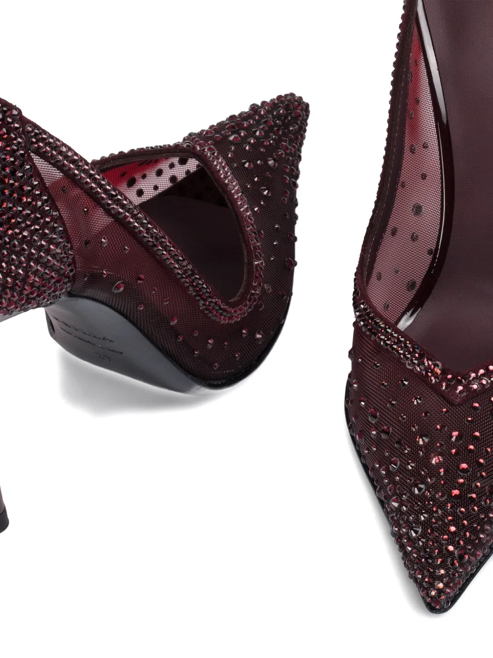 Le Silla 100 mm Nicole mesh pumps verfraaid met kristallen Rood