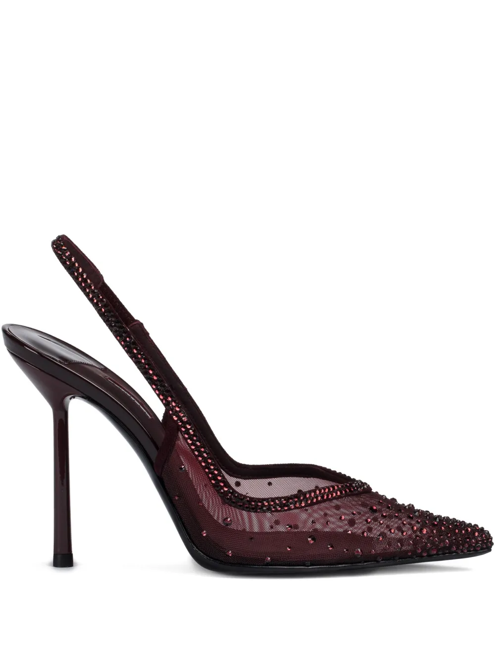 Le Silla 100mm Nicole Crystal-embellished Slingback Pumps In Burgundy
