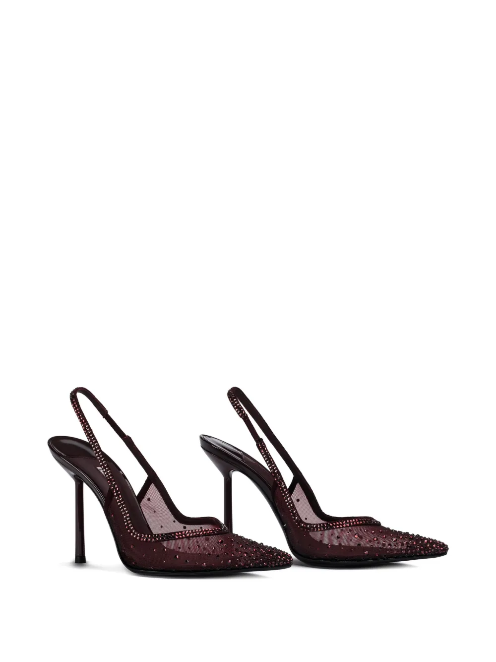 Le Silla 100mm Nicole Crystal-embellished Slingback Pumps In Burgundy