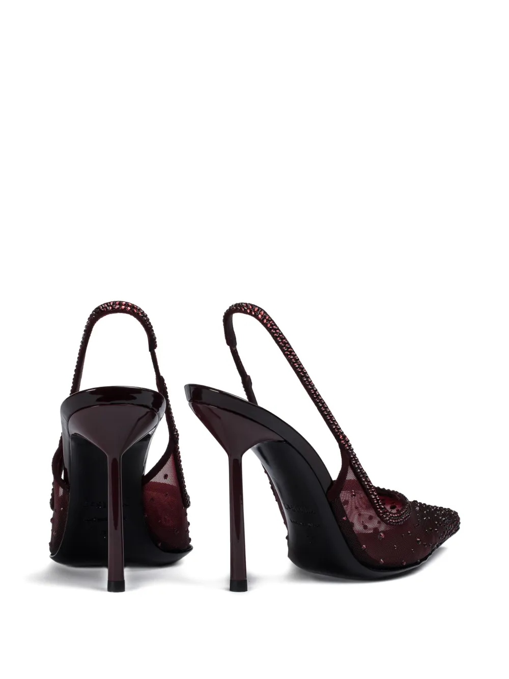 Le Silla 100mm Nicole Crystal-embellished Slingback Pumps In Burgundy