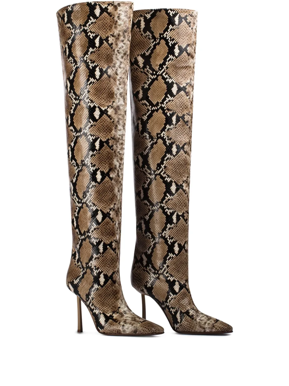 Le Silla 110mm Vittoria snake-print boots Brown