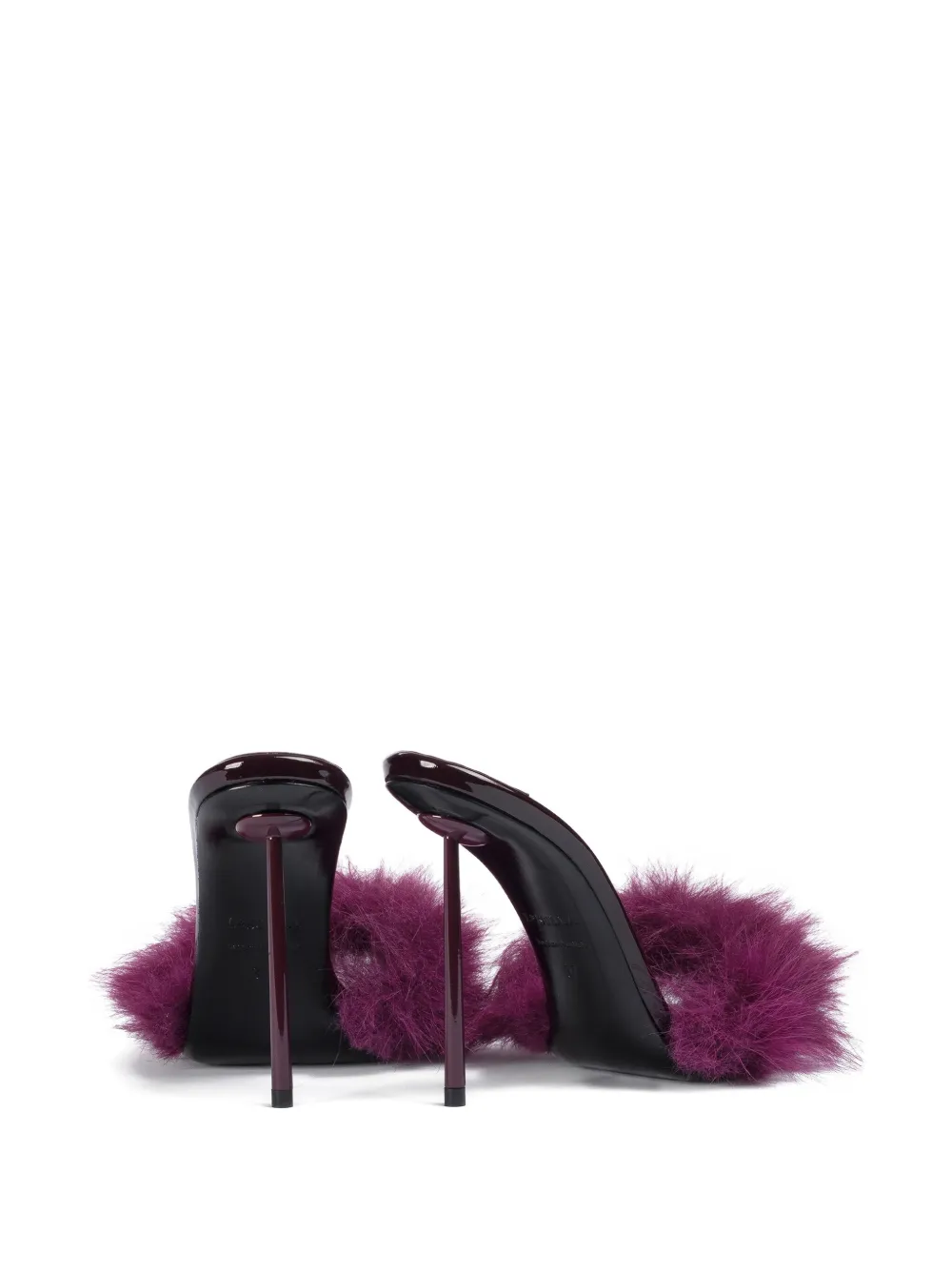 Le Silla 120mm Bella feather-embellished patent-leather mules 160 cherry