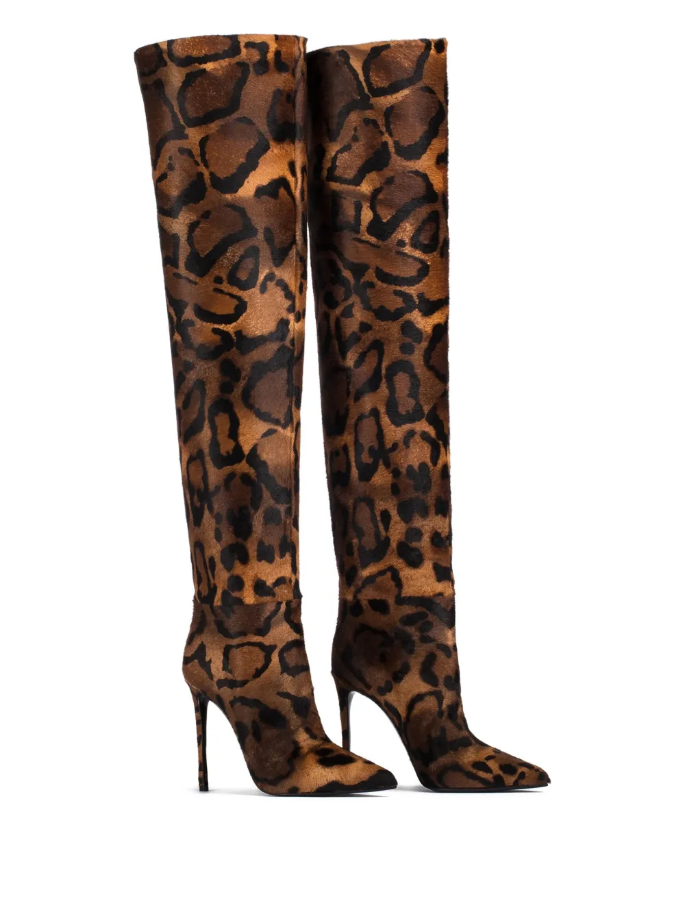 Le Silla 120mm Eva leopard-print leather boots Brown