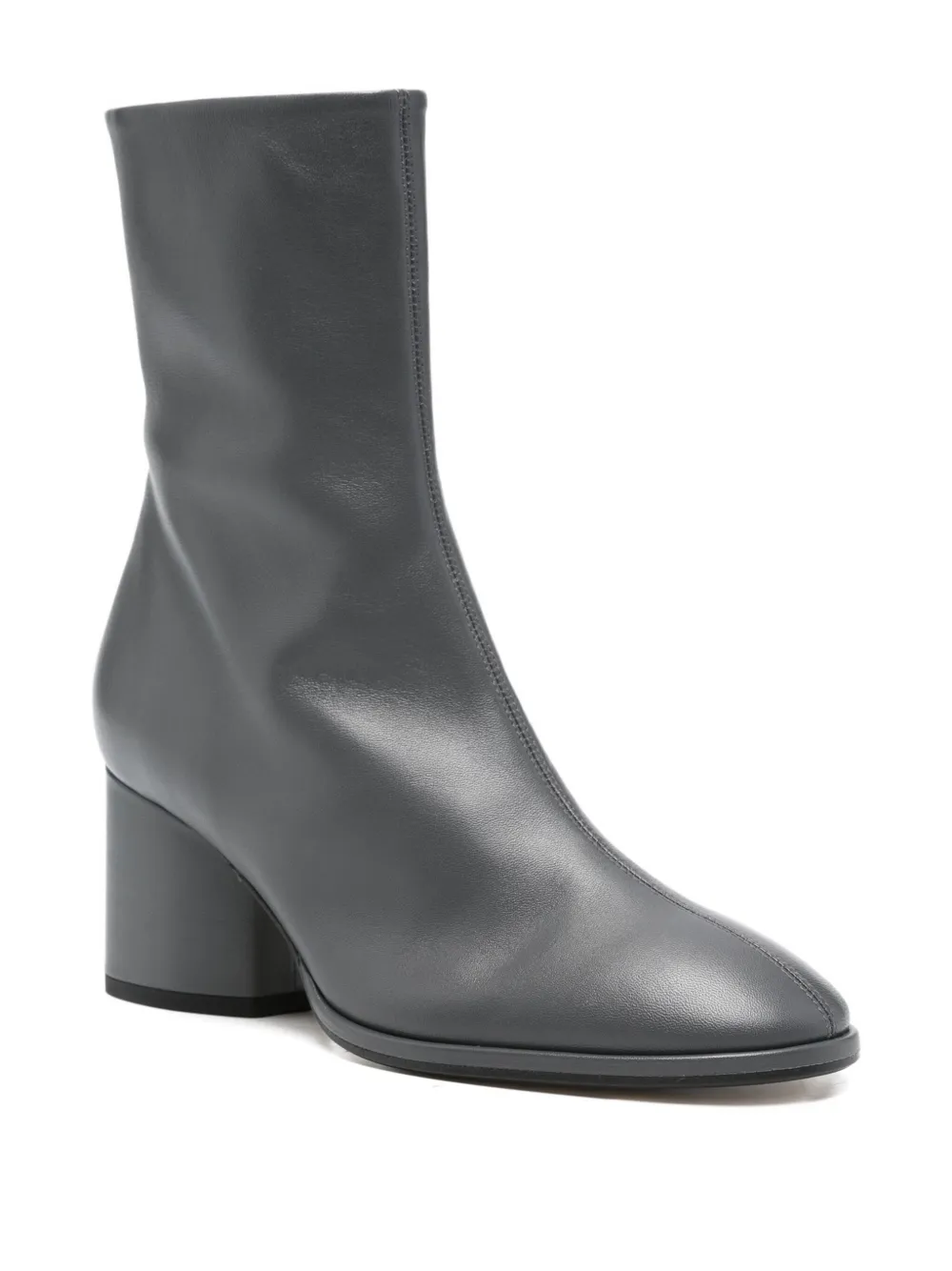 Aeyde Block-heel Leather Ankle Boots In Gray