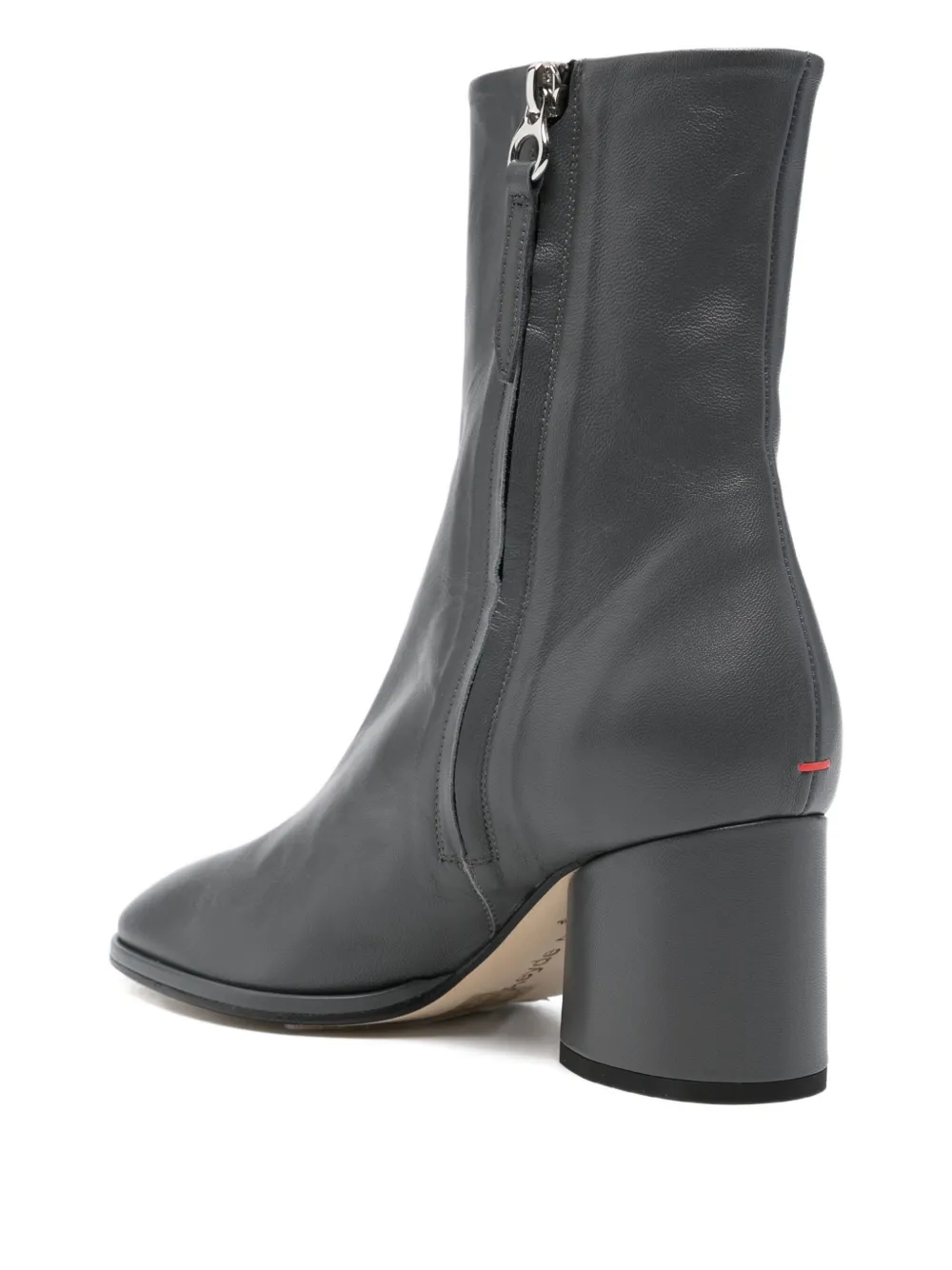 Aeyde Block-heel Leather Ankle Boots In Gray