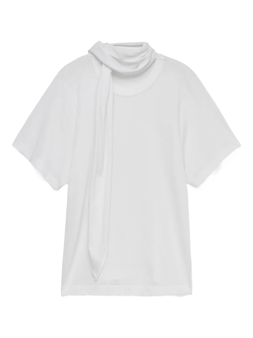 BITE Studios T-shirt met gestrikte hals en korte mouwen Wit