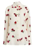 KHAITE Argo floral-print shirt - White