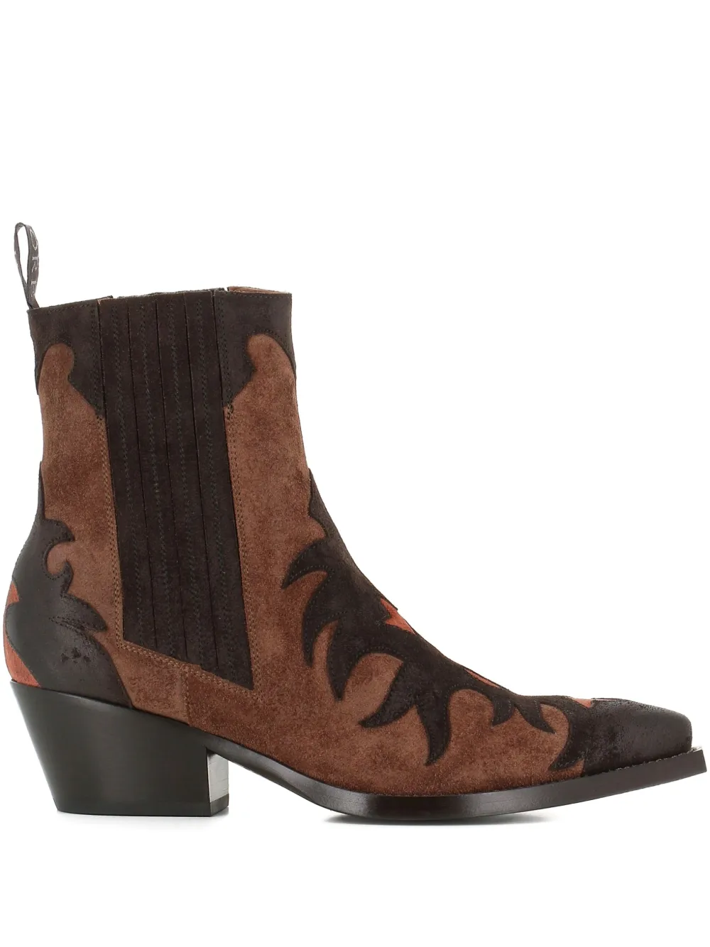 Sartore 50mm flame-pattern suede boots Brown