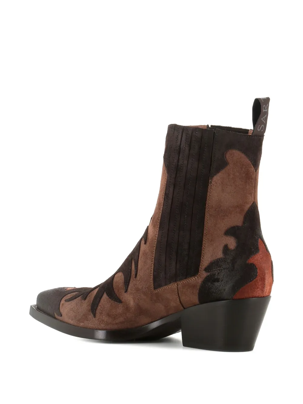 Sartore 50mm Flame-pattern Suede Boots In Brown