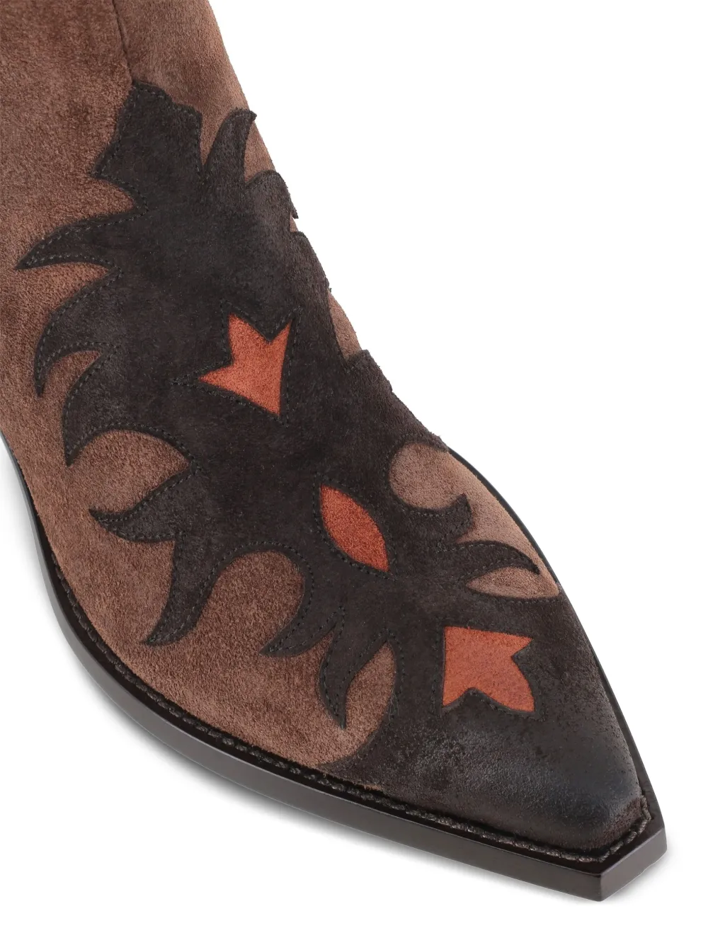 Sartore 50mm flame-pattern suede boots Brown