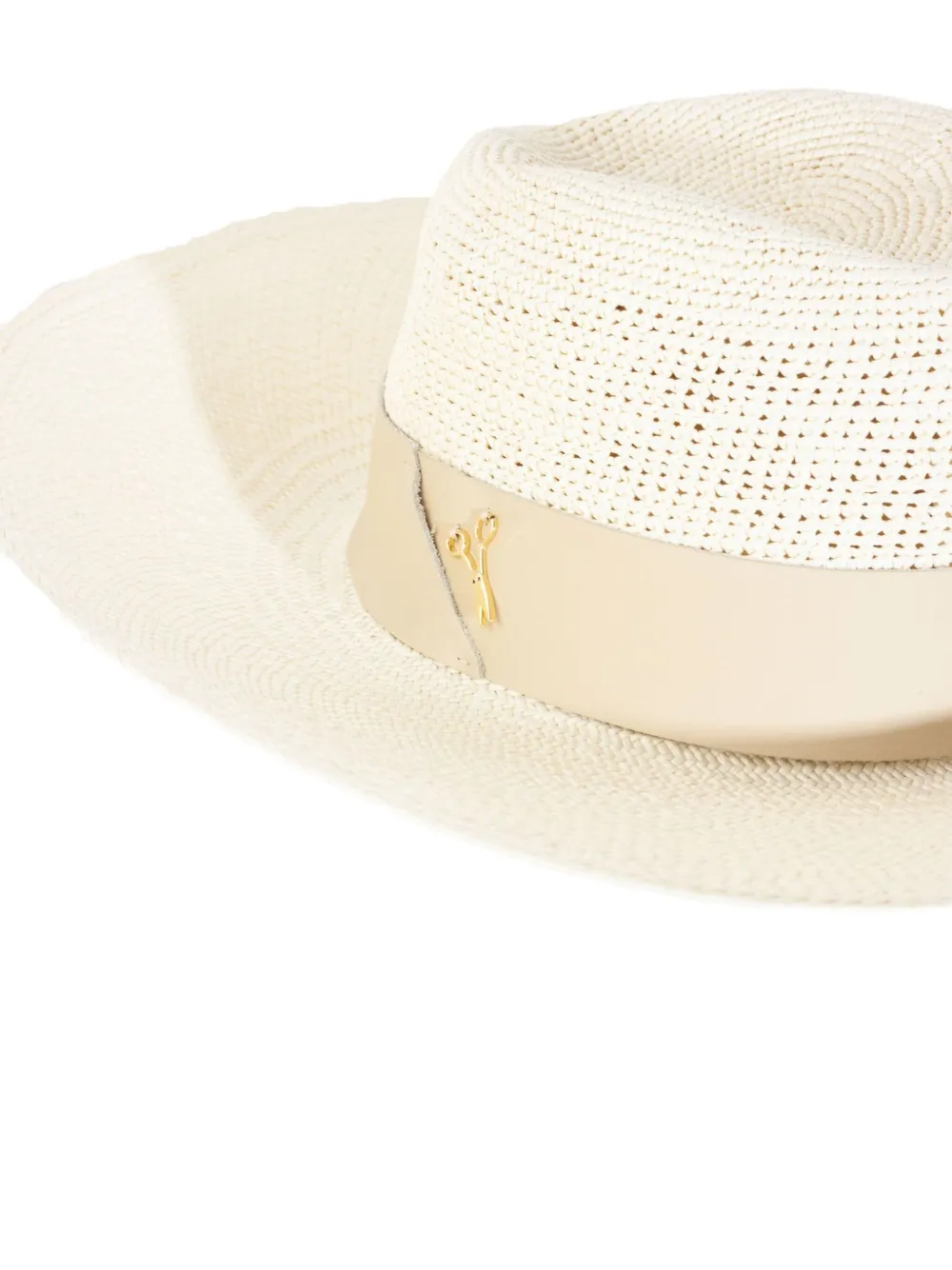 Catarzi Leather-band Panama Hat In White