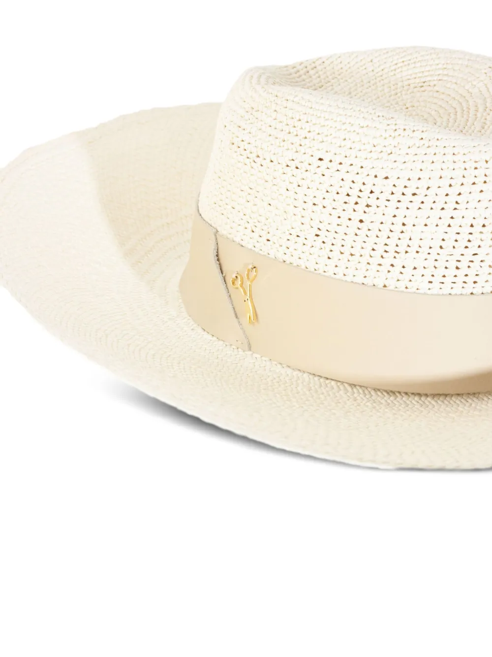 Catarzi Panama hoed met leren band - Wit