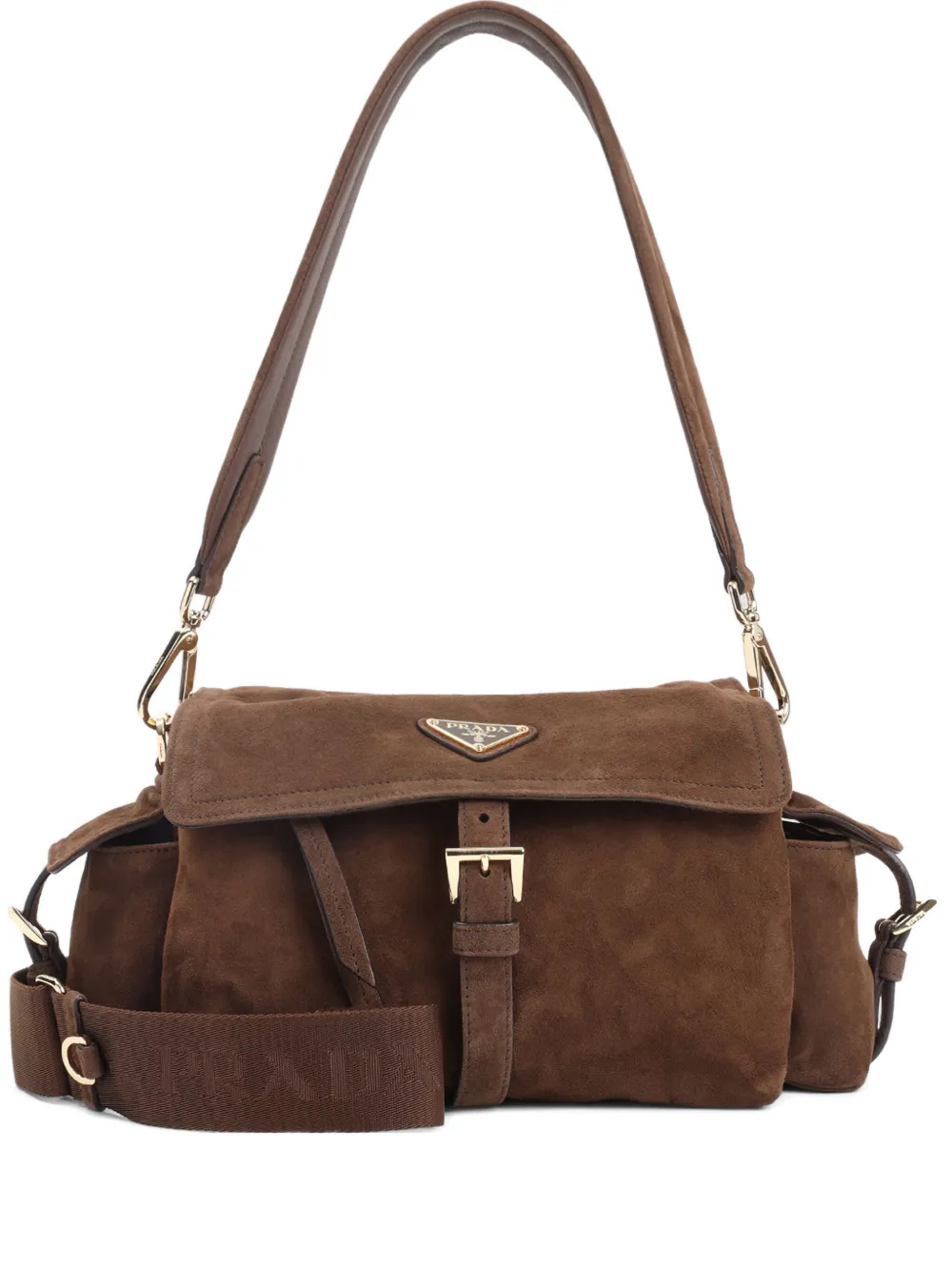 Prada medium Explore suede shoulder bag Bruin