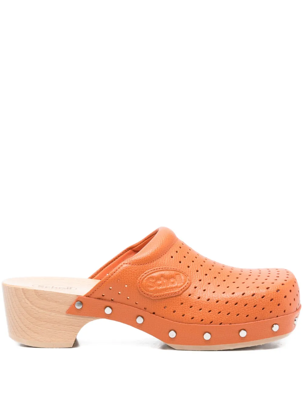 Balenciaga x Scholl 40mm perforated leather clog Orange