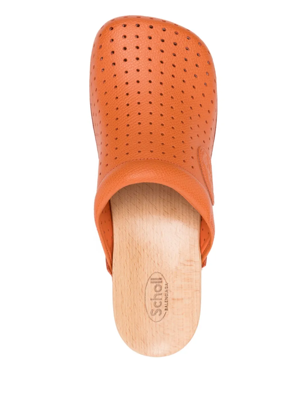 Balenciaga x Scholl 40mm perforated leather clogs Orange