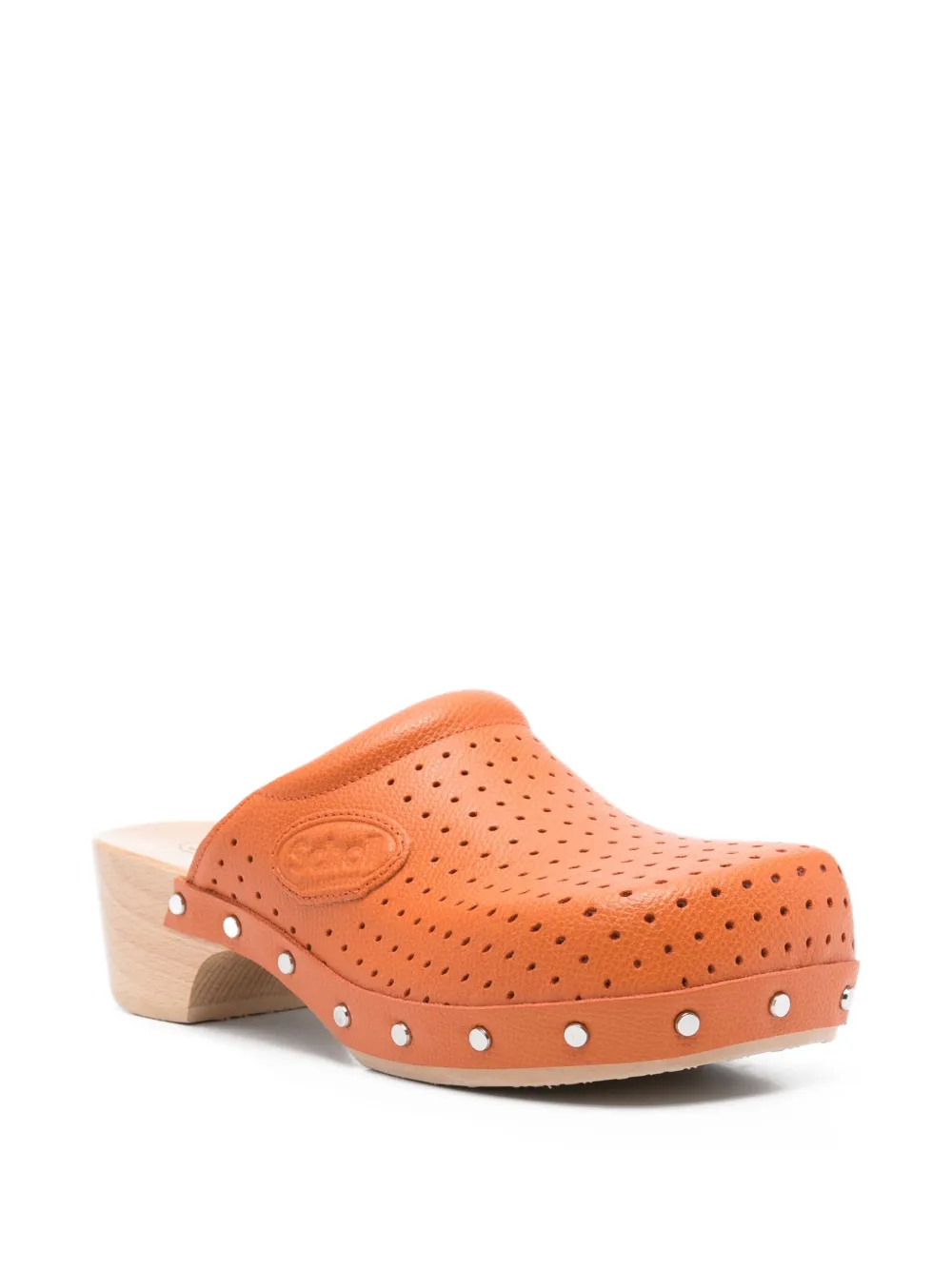 Balenciaga x Scholl 40mm perforated leather clogs Orange