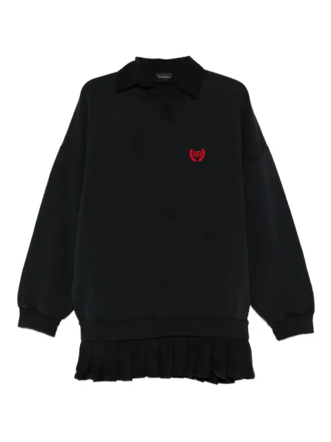 Balenciaga vestido corto con pliegues bordado